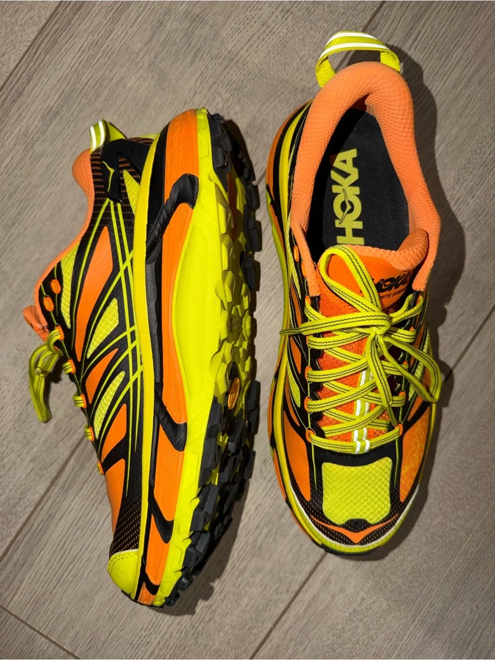 Hoka One One Neon Yellow & Orange Trail Running Shoes